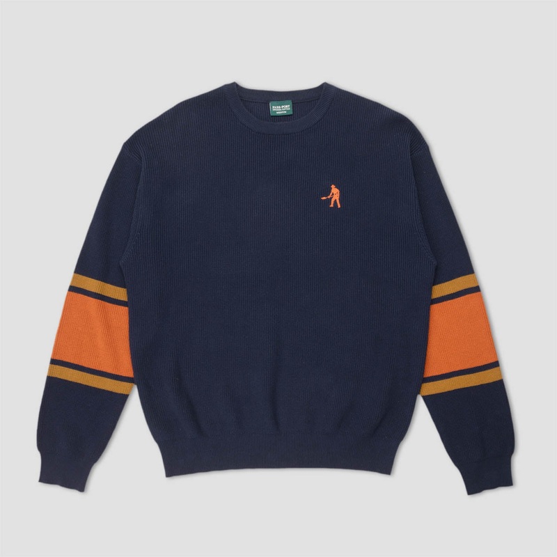 PassPort Organic Cotton Stripe Knit Sweater Navy