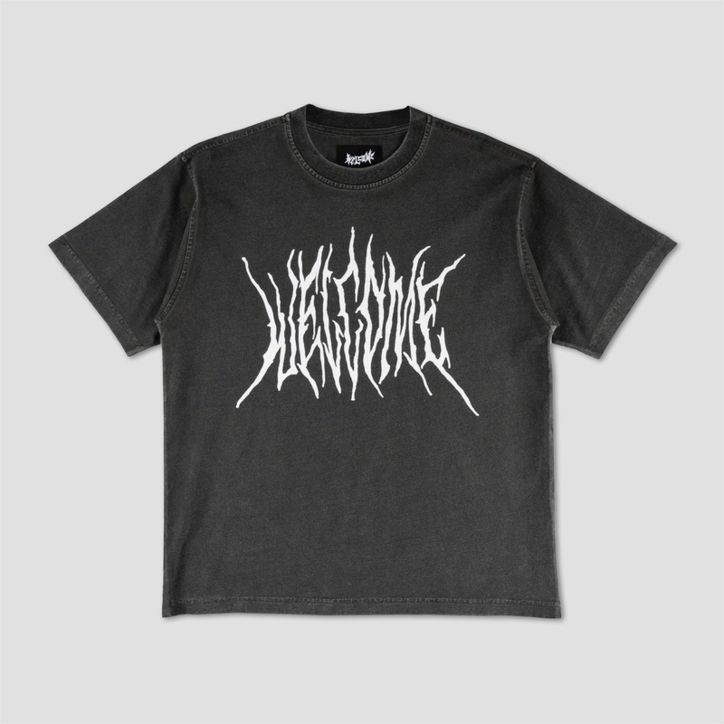 Welcome Screen Shortsleeve Overprint Knit Black / White