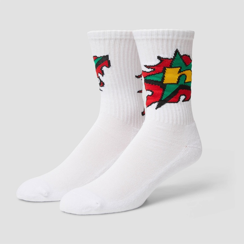 Huf H Bit Crew Sock White