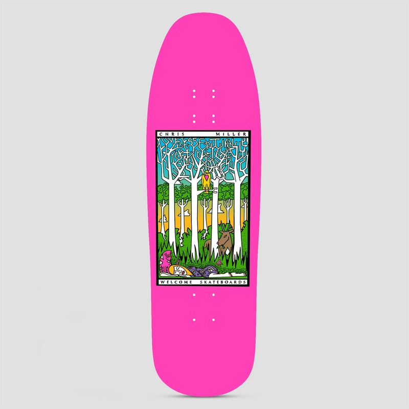 Welcome 9.6 Chris Miller Love is Essential Skateboard Deck Hot Pink Dip