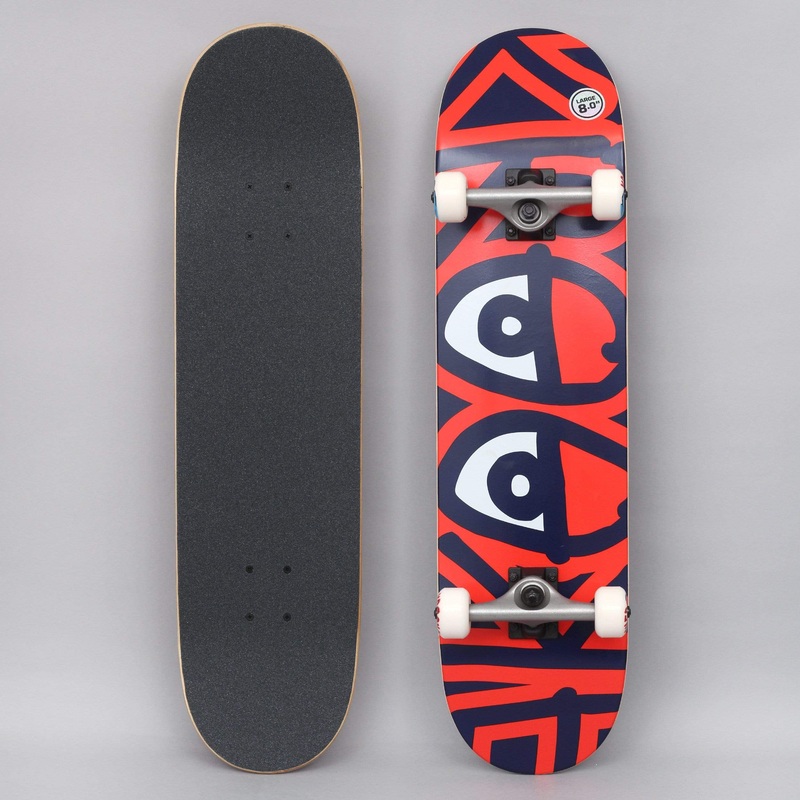 Krooked 8 Bigger Eyes Large Complete Skateboard Red / Navy