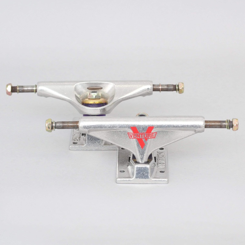 Venture 5.25 High Skateboard Trucks Polished Red Logo (Pair)