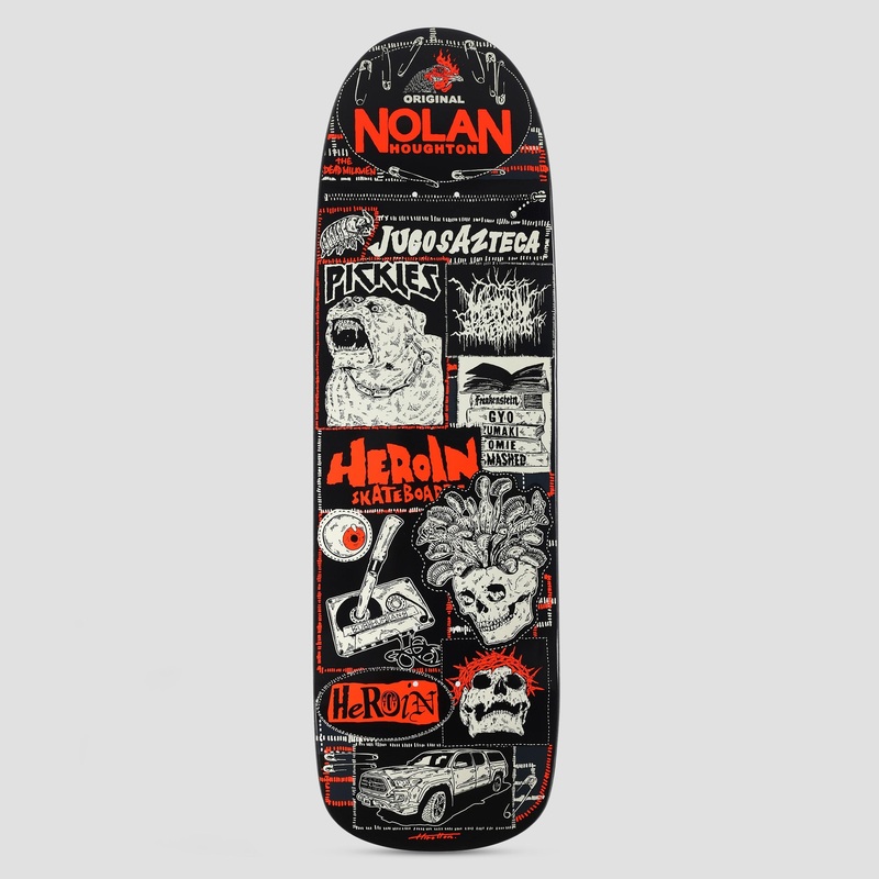 Heroin 9.6 Nolan’s Original Mutant Shape Skateboard Deck Black