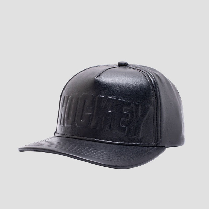 Hockey Leather Embossed Hat Black