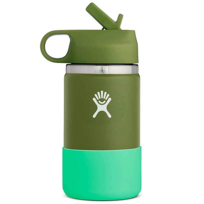 12oz Wide Mouth With Straw Lid & Boot Olive Bottle (Kids)