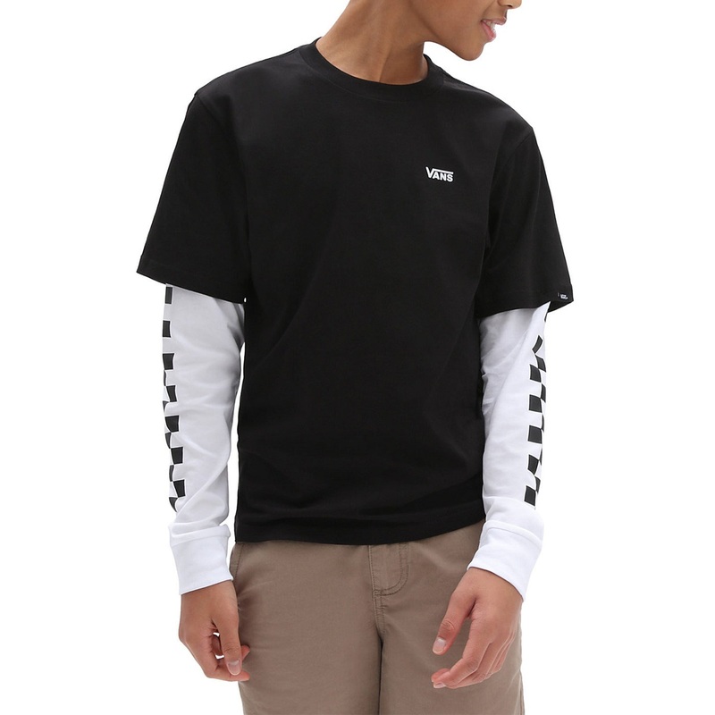 Long Check Twofer Long Sleeve T-Shirt (Boys 7-14)
