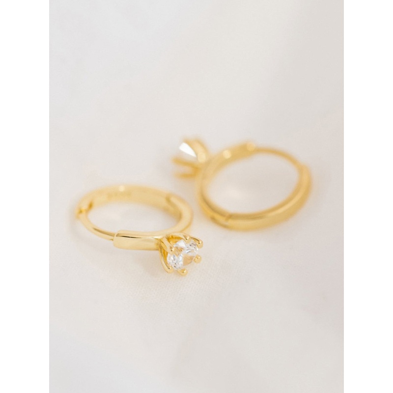 Zircon Hoops Gold Earrings