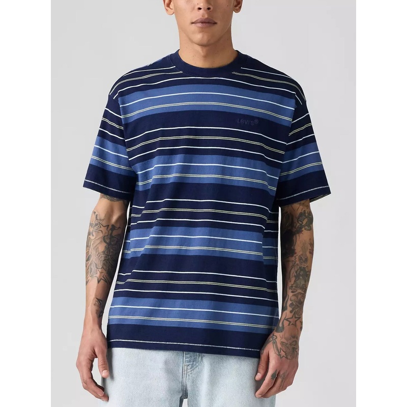 Red Tab Vintage Corey Stripe True Indigo T-Shirt
