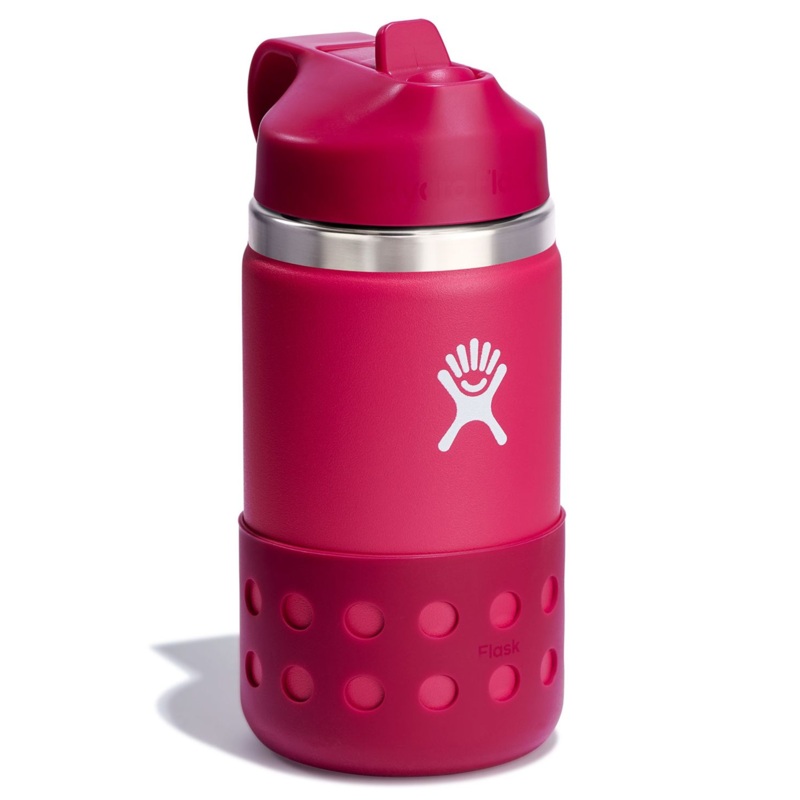 12oz Wide With Straw Lid & Boot Peony Bottle (Kids)