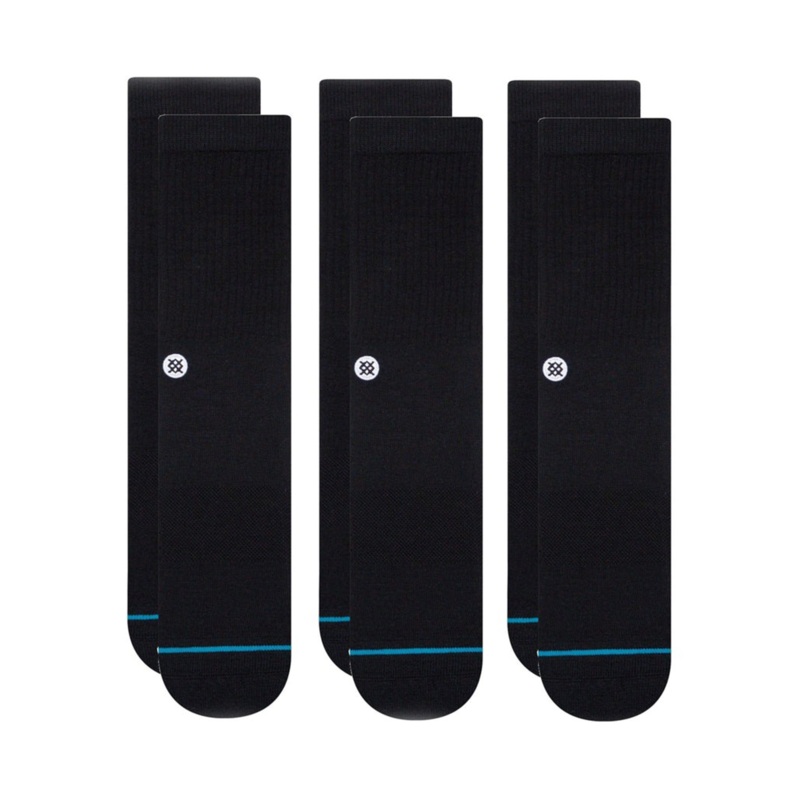 Icon 3 Pack Black Socks