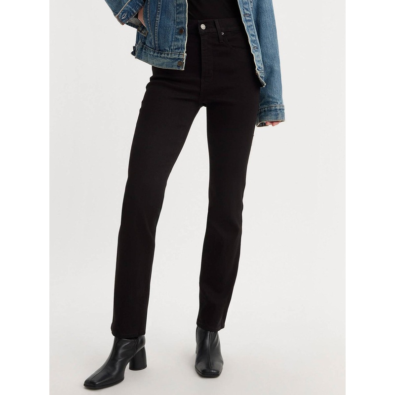 724 High Rise Straight Soft Black Jeans