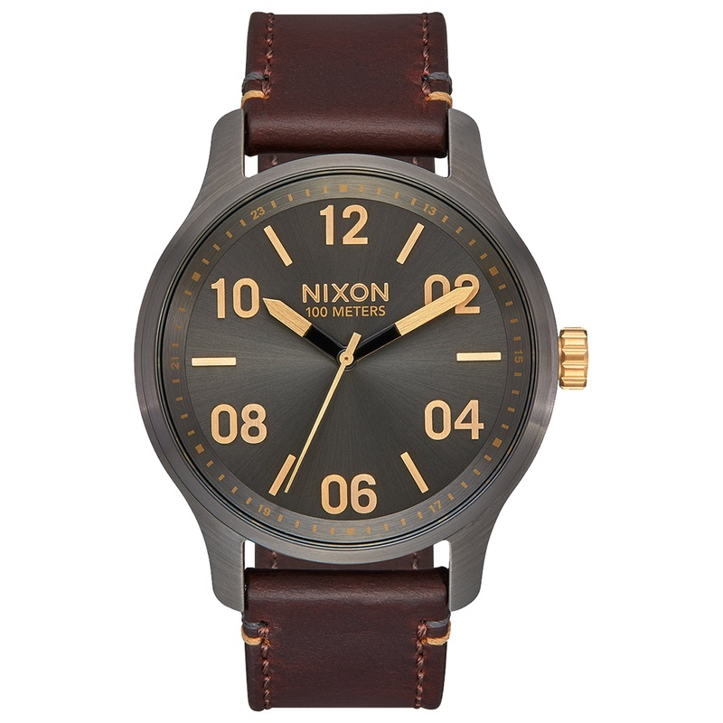 Patrol Leather Gunmetal/Gold Watch
