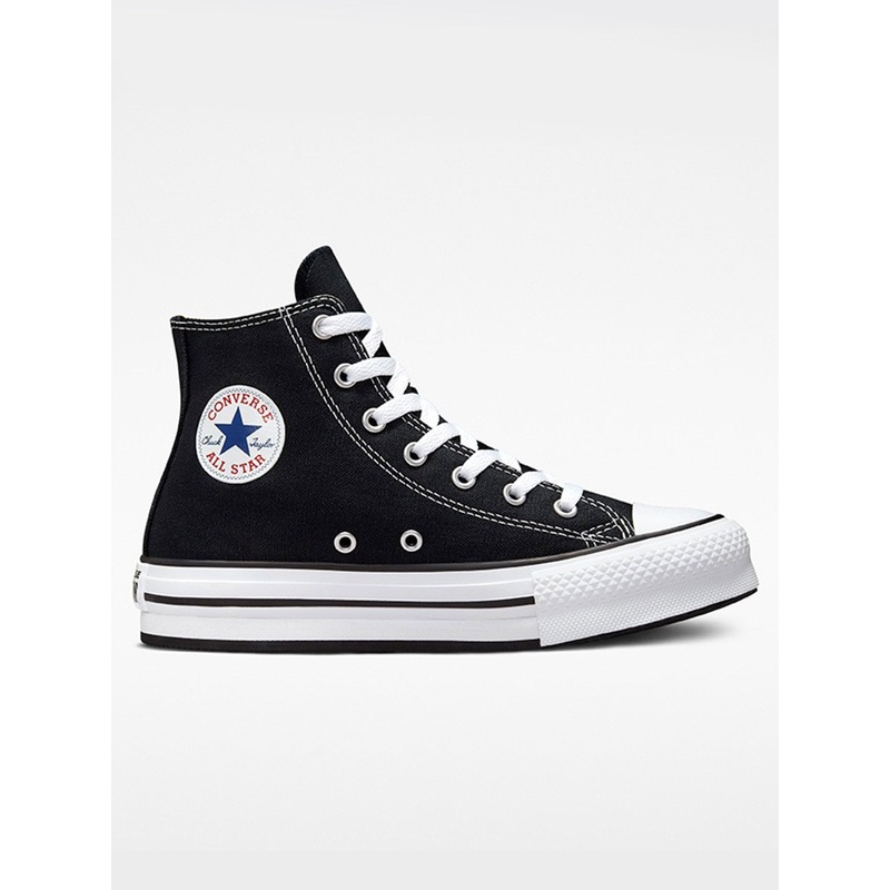 CTAS Platform Hi Black/White/Black Shoes (Kids)