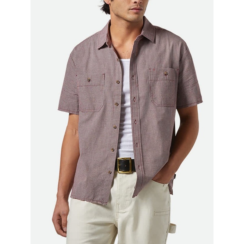 Cru Micro Plaid Short Sleeve Buttondown Shirt