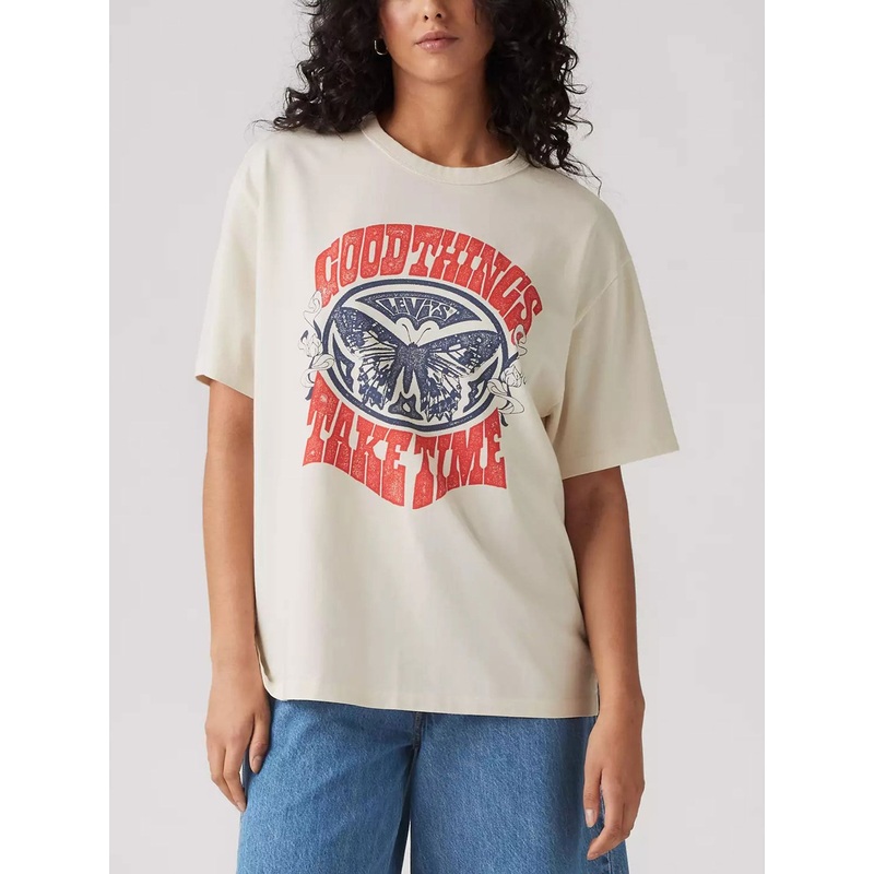 Graphic Tabor Good Things Take Time Egret T-Shirt