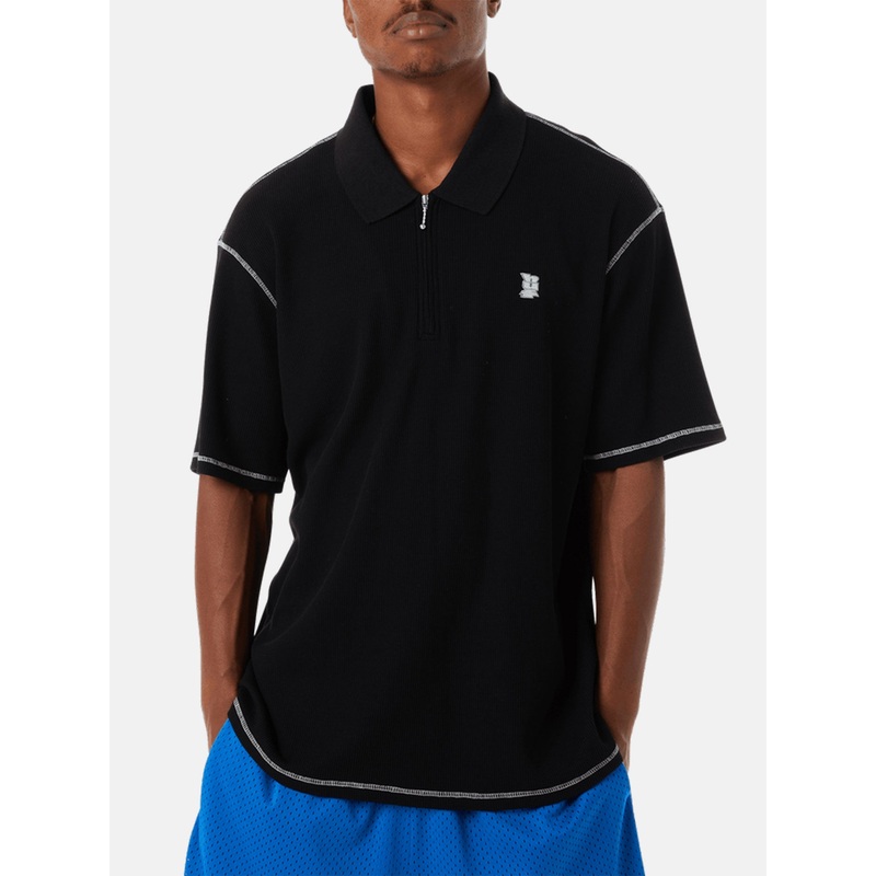 Waffle Knit Contrast Polo