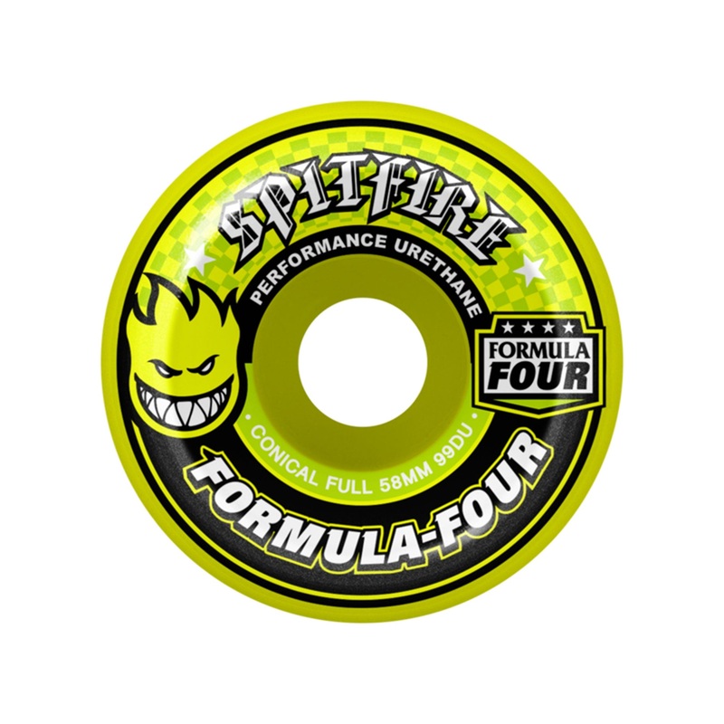 F4 Conical Full Neon Yellow Skateboard Wheels