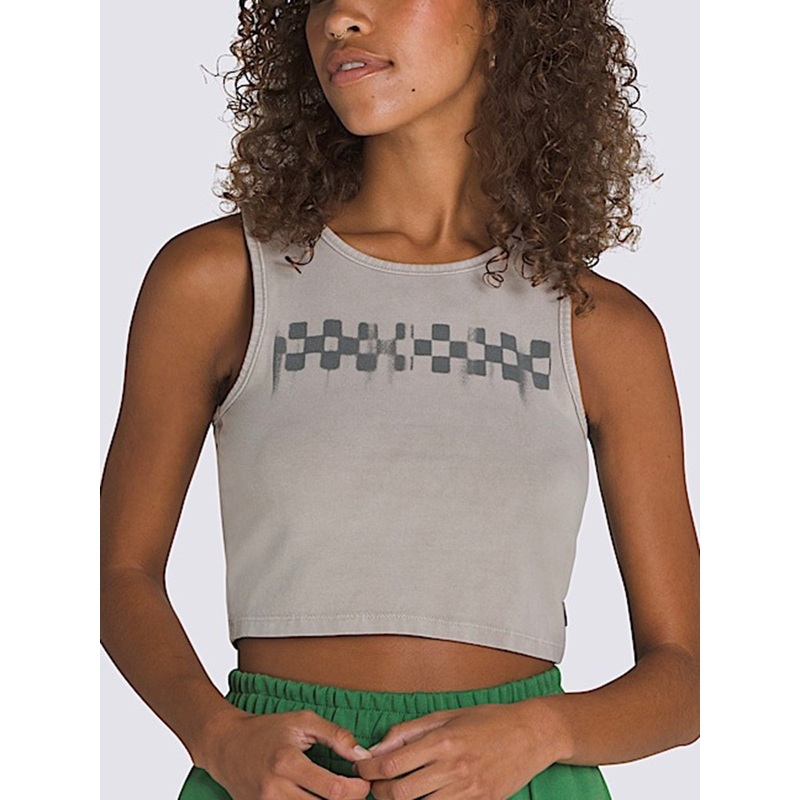 Check Wash Fitted Crop Tank Top