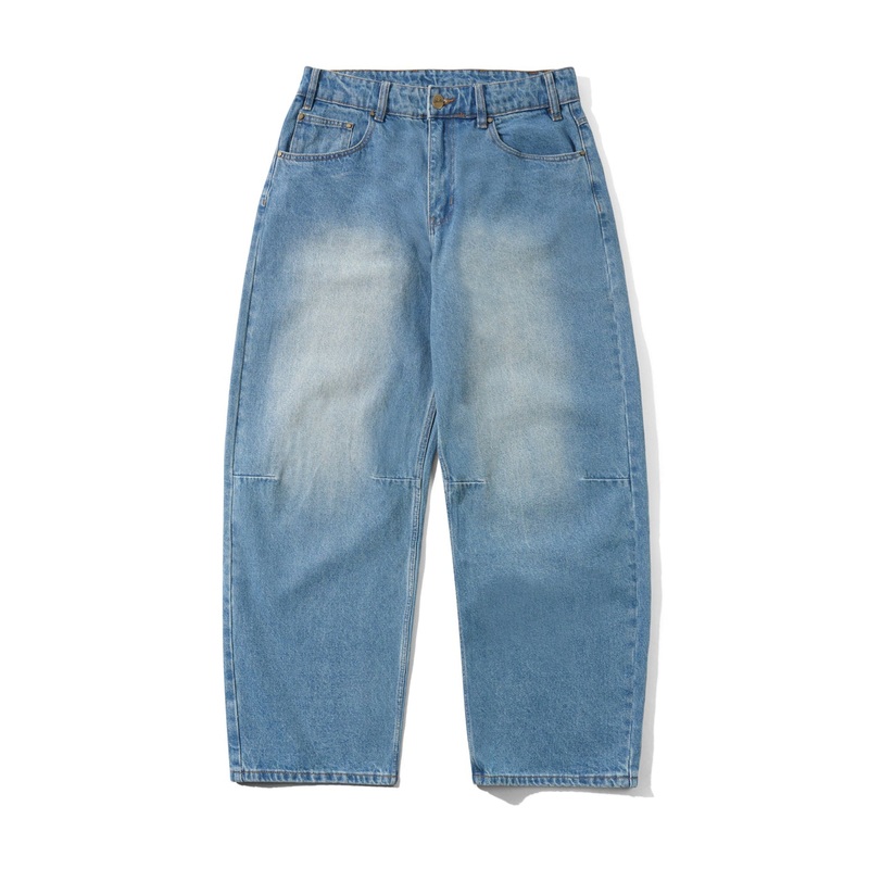 Wide Cut Worn Indigo Jeans