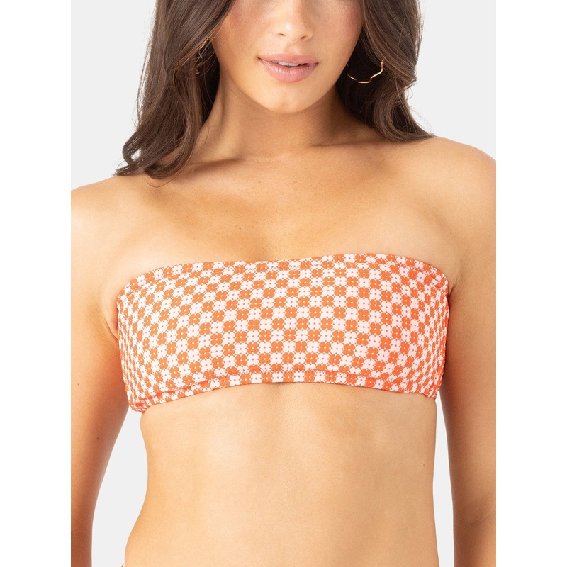 Flower Power Lace Up Bandeau Bikini Top