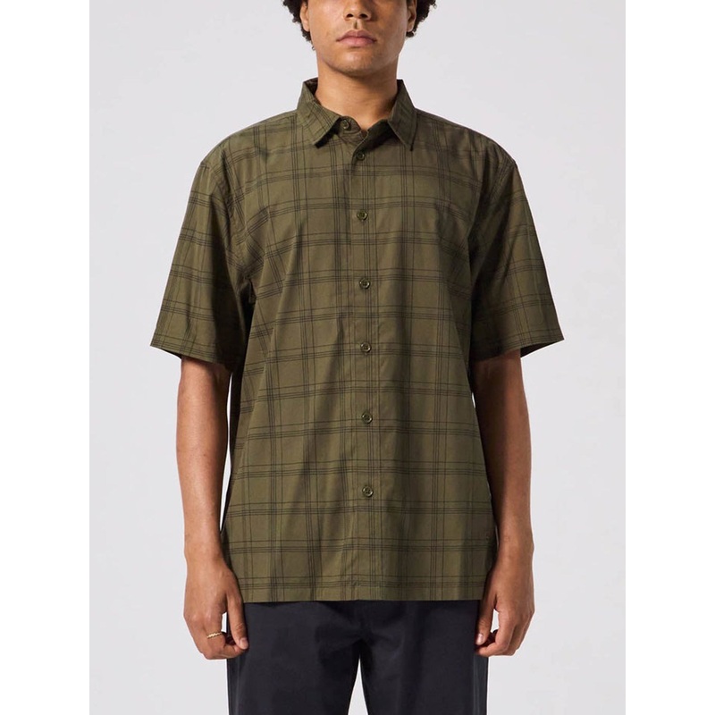Windowpane Short Sleeve Buttondown Shirt
